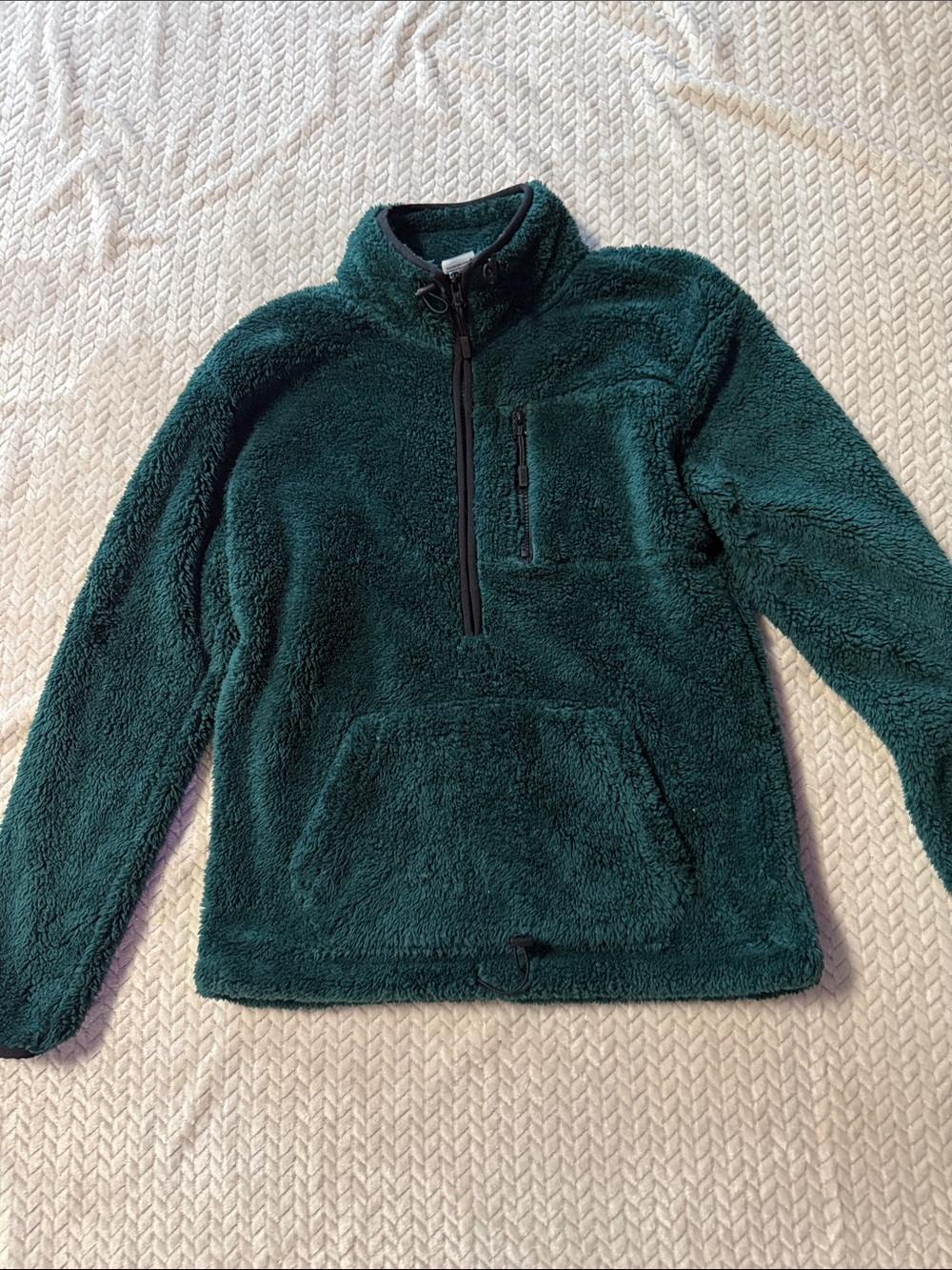 PINK Victoria's Secret Woman’s Dark Green Sherpa Zip Pullover